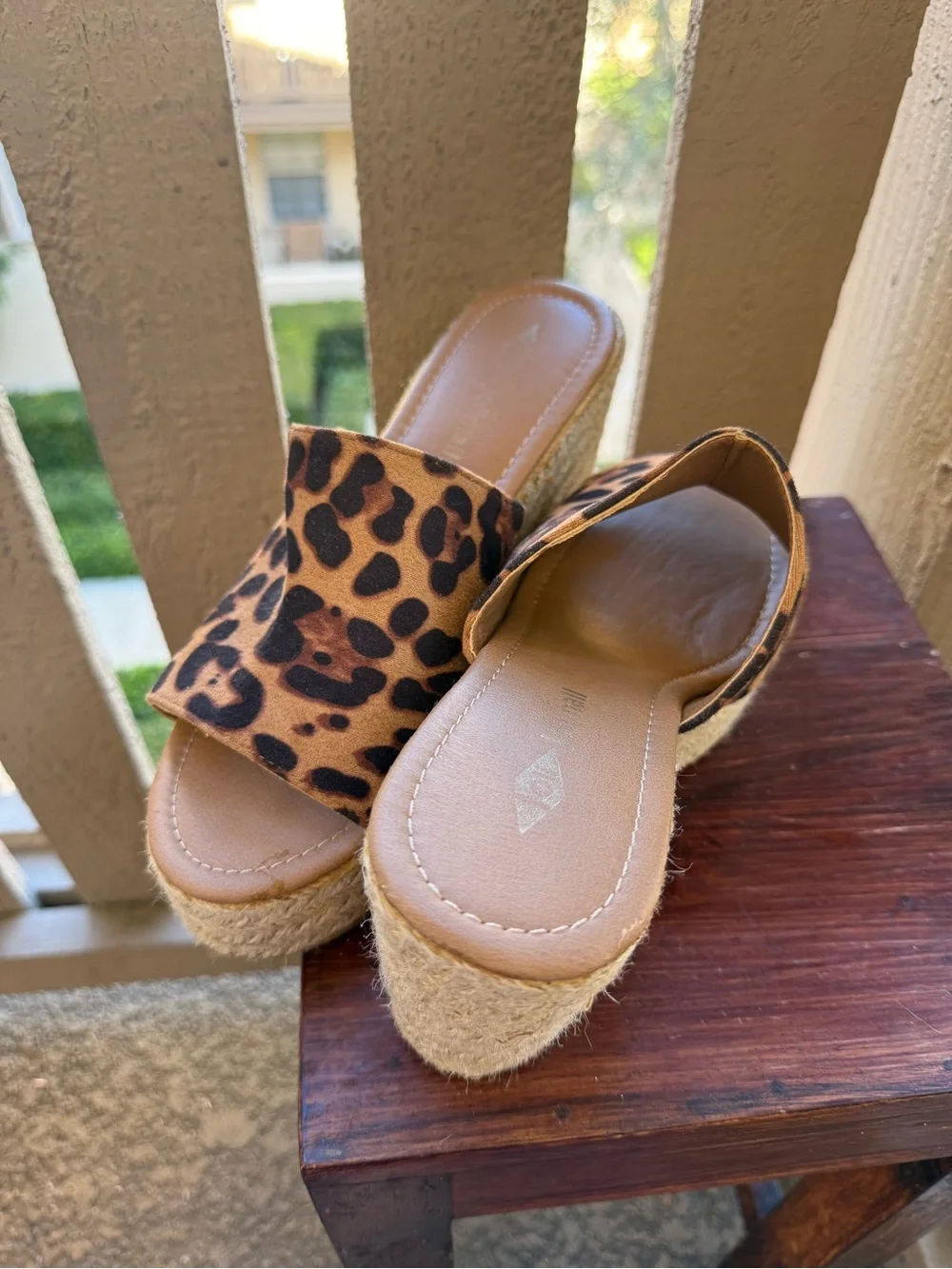 Jolimall Leopard Print Espadrille Wedge Slide - Tan/Black